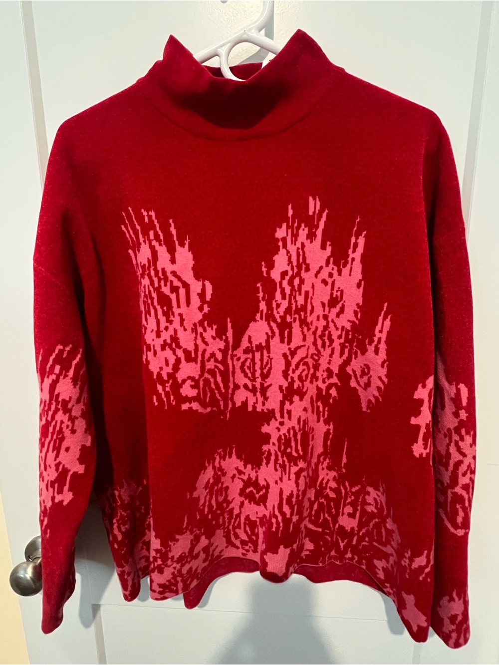 MarlaWynne Red & Pink Mock Neck Sweater